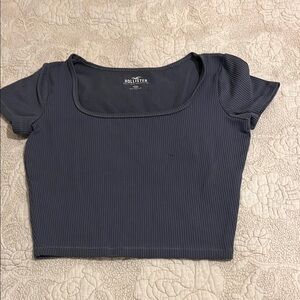 Hollister Blue Ribbed Fitted Crop Top